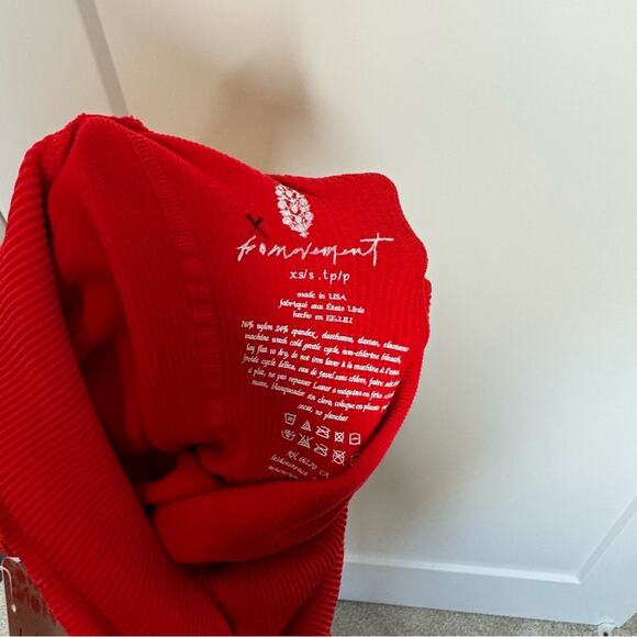 NWT Free People Movement Free Throw Red Ribbed Knit High Rise Leggings Size XS/S - Picture 6 of 6